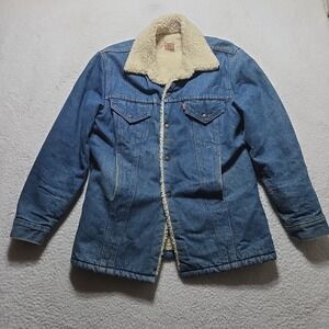 Vintage 1980s Levis Orange Tab Trucker Jacket Made In USA Denim Sherpa Size 38